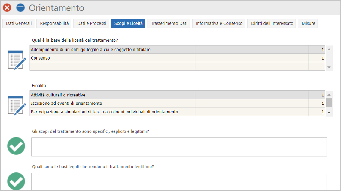 gestione trattamenti e processi GDPR