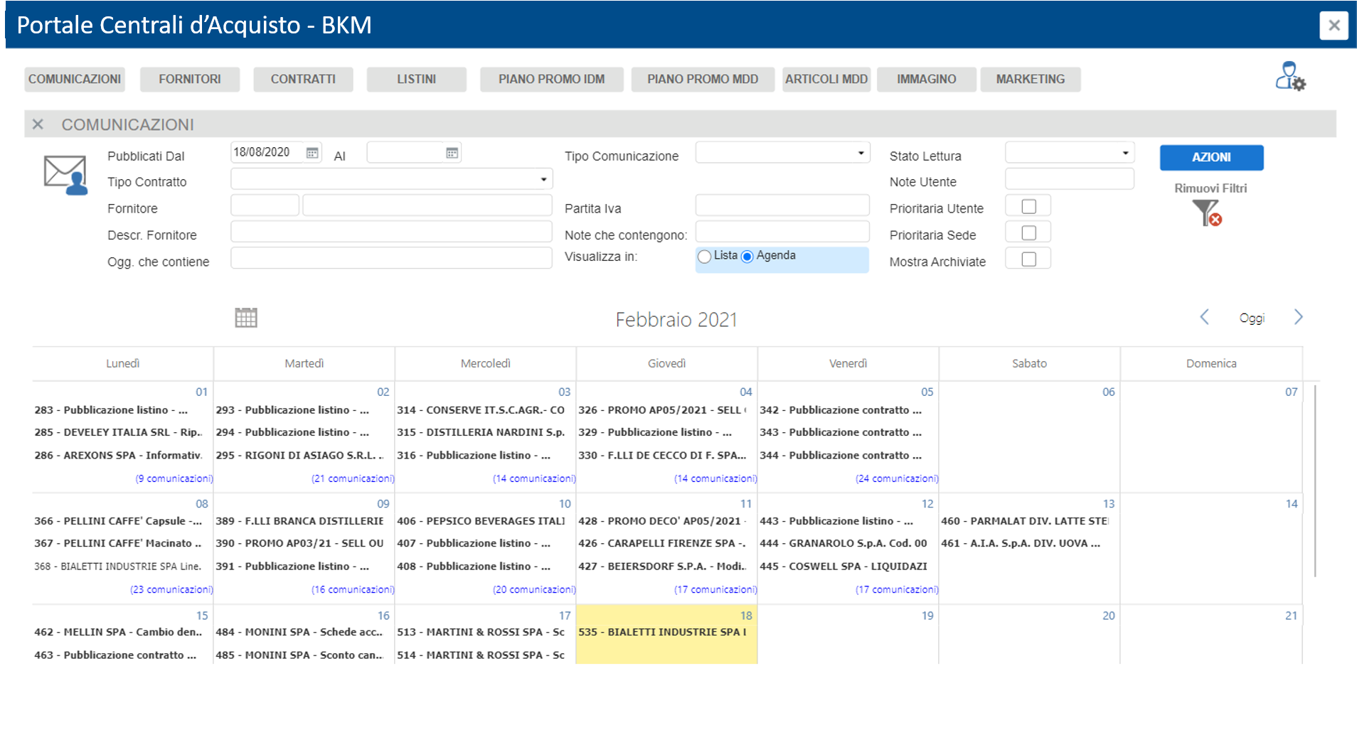 Visualizza le comunicazioni in un unico repository