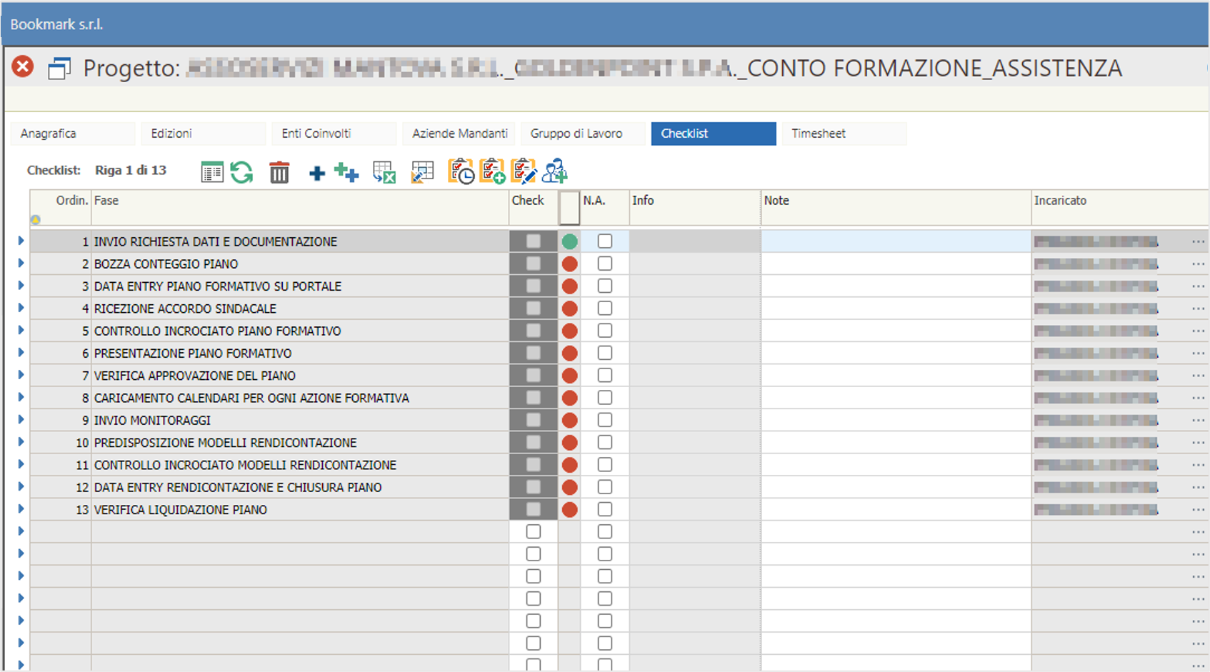 dashboard controllo progetti formativi