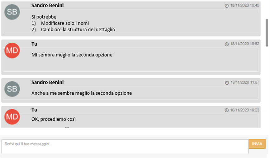 chat integrata del progetto