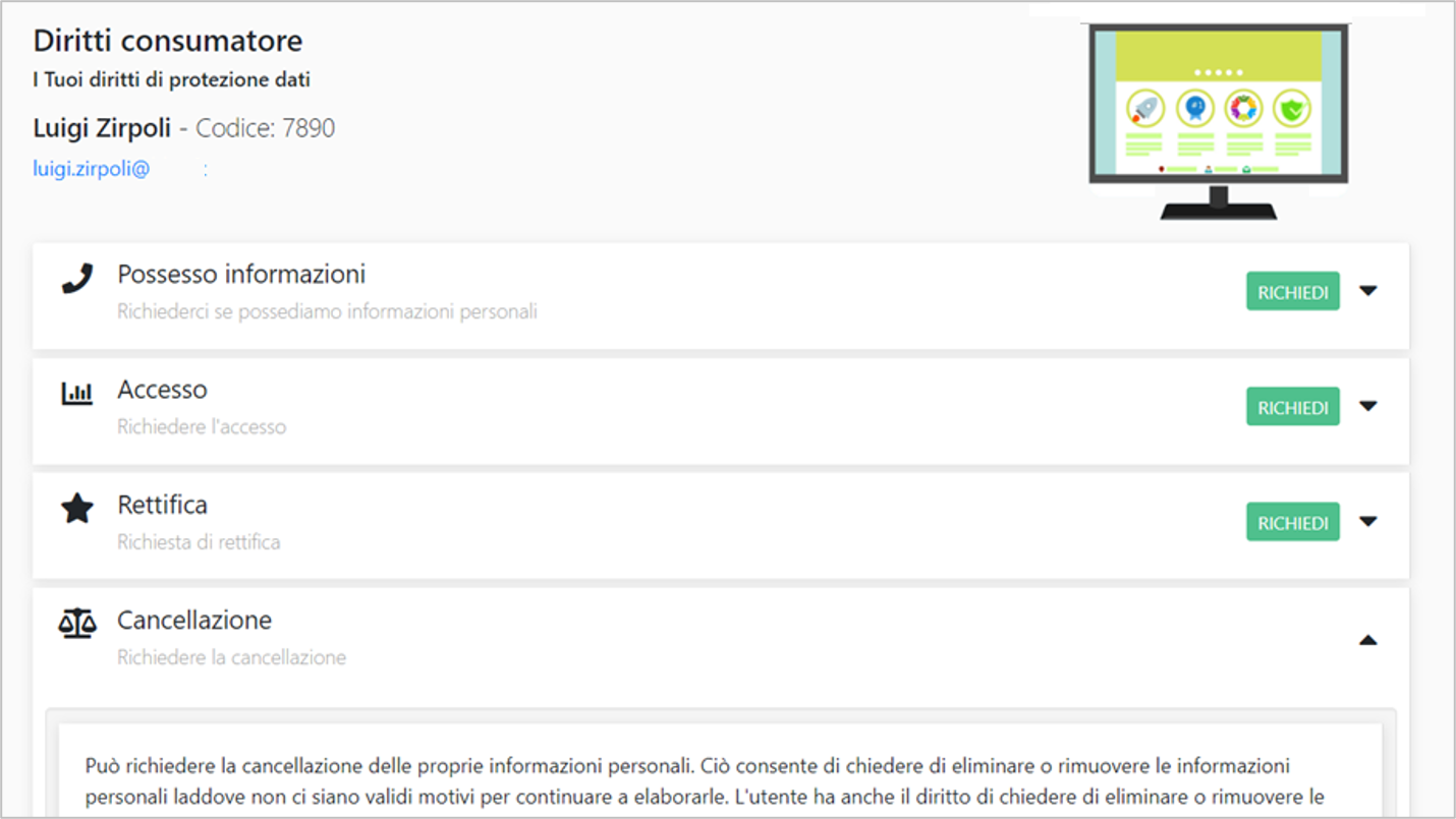 Relazione con l'interessato privacy policy